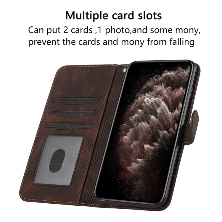 For Samsung Galaxy S25 Ultra 5G Cubic Skin Feel Flip Leather Phone Case(Brown) - Galaxy S25 Ultra 5G Cases by PMC TechLife | Online Shopping South Africa | PMC TechLife | Buy Now Pay Later Mobicred