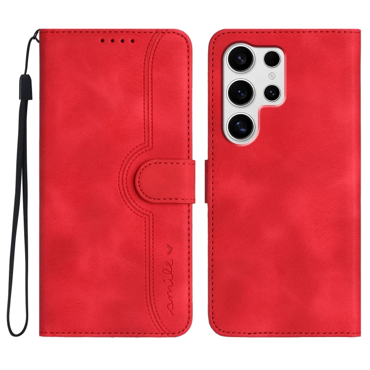 For Samsung Galaxy S25 Ultra 5G Heart Pattern Skin Feel Leather Phone Case(Red) - Galaxy S25 Ultra 5G Cases by PMC Jewellery | Online Shopping South Africa | PMC Jewellery | Buy Now Pay Later Mobicred