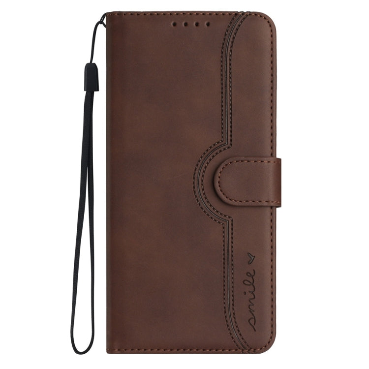 For Samsung Galaxy S25 Ultra 5G Heart Pattern Skin Feel Leather Phone Case(Brown) - free shipping - PMC Jewellery - Order now!