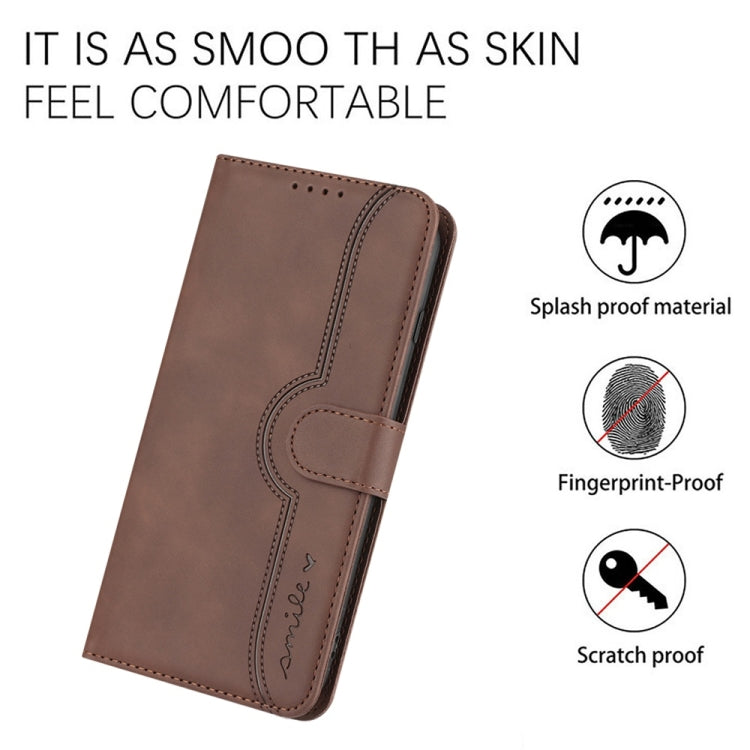 For Samsung Galaxy S25 Ultra 5G Heart Pattern Skin Feel Leather Phone Case(Brown) - free shipping - PMC Jewellery - Order now!
