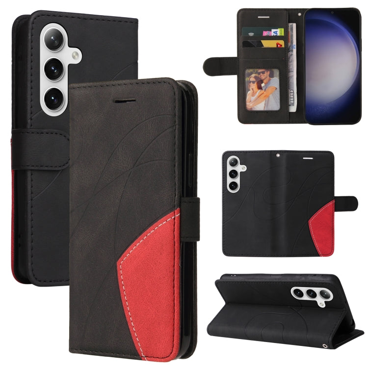 For Samsung Galaxy S25+ / S24+ 5G Dual-color Splicing Flip Leather Phone Case(Black) - Galaxy S25+ 5G Cases by PMC Jewellery | Online Shopping South Africa | PMC Jewellery | Buy Now Pay Later Mobicred