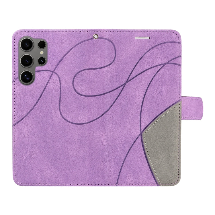 For Samsung Galaxy S25 Ultra 5G Dual-color Splicing Flip Leather Phone Case(Purple) - Galaxy S25 Ultra 5G Cases by PMC Jewellery | Online Shopping South Africa | PMC Jewellery | Buy Now Pay Later Mobicred