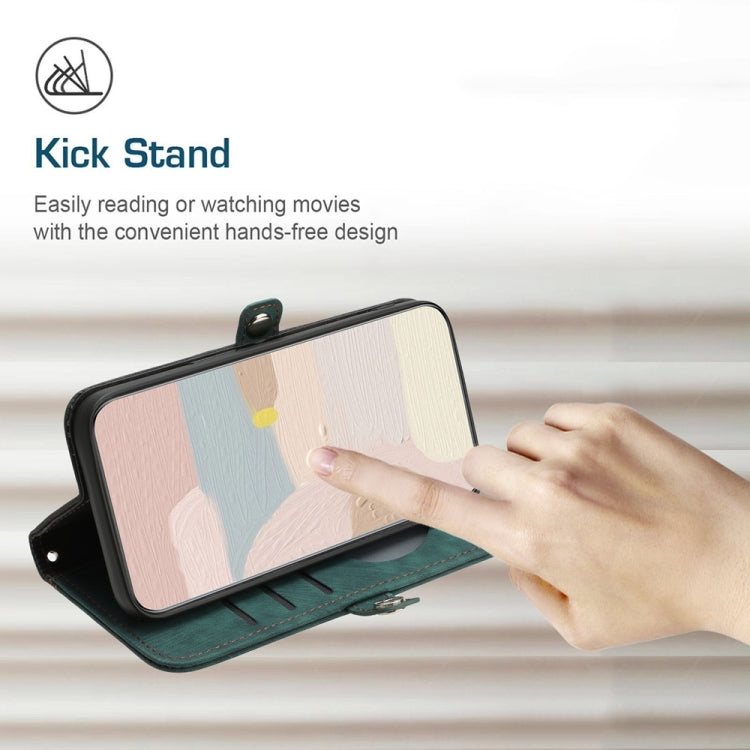 For Samsung Galaxy S25 5G Side Buckle Double Fold Hand Strap Leather Phone Case(Dark Green) - Galaxy S25 5G Cases by PMC TechLife | Online Shopping South Africa | PMC TechLife | Buy Now Pay Later Mobicred
