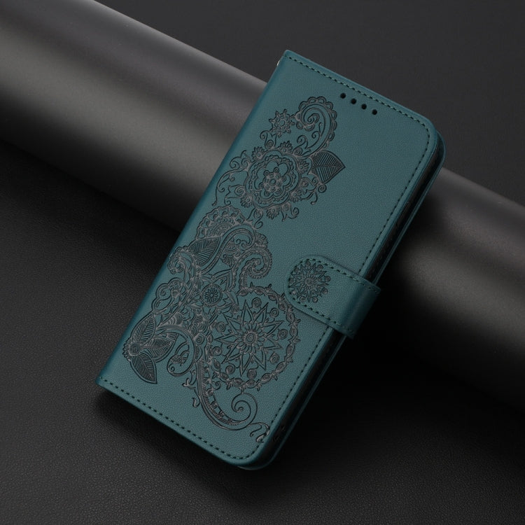 For Samsung Galaxy S25 5G Datura Flower Embossed Flip Leather Phone Case(Dark Green) - Galaxy S25 5G Cases by PMC Jewellery | Online Shopping South Africa | PMC Jewellery | Buy Now Pay Later Mobicred
