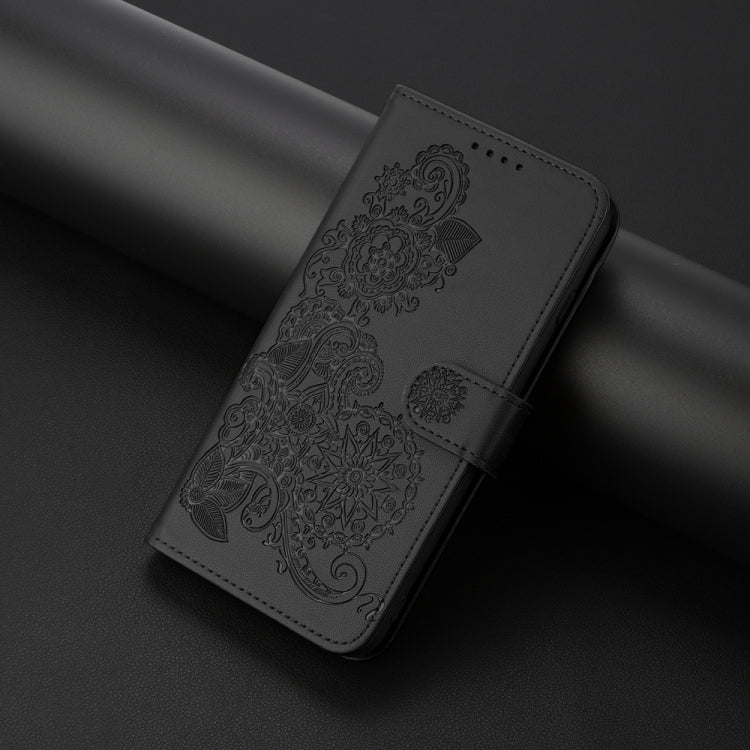 For Samsung Galaxy S25 5G Datura Flower Embossed Flip Leather Phone Case(Black) - Galaxy S25 5G Cases by PMC Jewellery | Online Shopping South Africa | PMC Jewellery | Buy Now Pay Later Mobicred