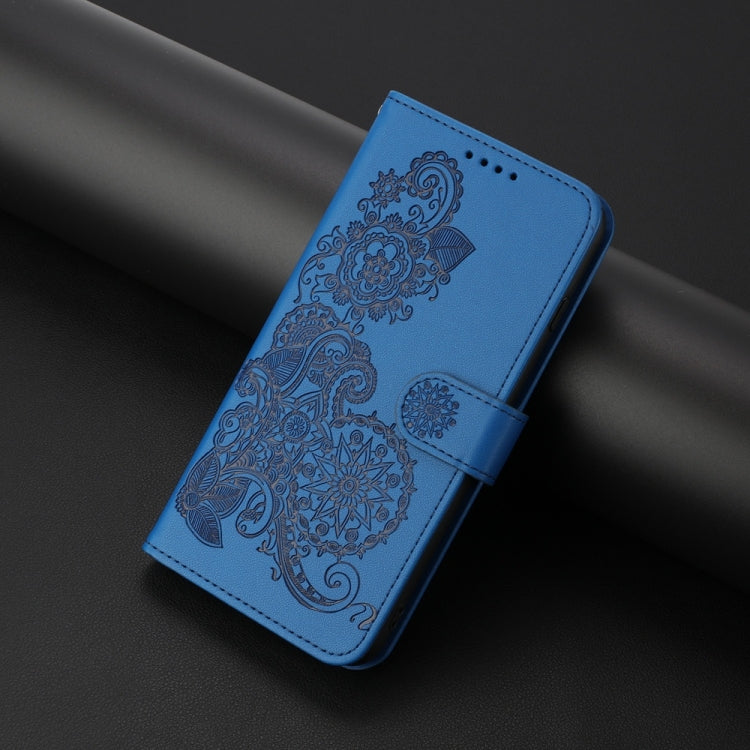 For Samsung Galaxy S25+ 5G Datura Flower Embossed Flip Leather Phone Case(Blue) - Galaxy S25+ 5G Cases by PMC Jewellery | Online Shopping South Africa | PMC Jewellery | Buy Now Pay Later Mobicred