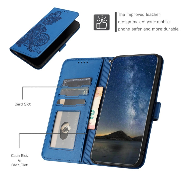 For Samsung Galaxy S25 Ultra 5G Datura Flower Embossed Flip Leather Phone Case(Blue) - Galaxy S25 Ultra 5G Cases by PMC Jewellery | Online Shopping South Africa | PMC Jewellery | Buy Now Pay Later Mobicred