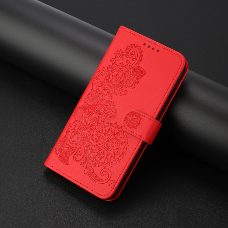 For Samsung Galaxy S25 Ultra 5G Datura Flower Embossed Flip Leather Phone Case(Red) - Galaxy S25 Ultra 5G Cases by PMC Jewellery | Online Shopping South Africa | PMC Jewellery | Buy Now Pay Later Mobicred
