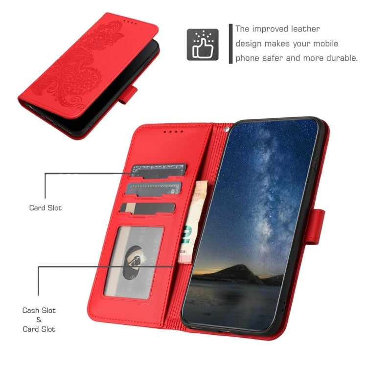 For Samsung Galaxy S25 Ultra 5G Datura Flower Embossed Flip Leather Phone Case(Red) - Galaxy S25 Ultra 5G Cases by PMC Jewellery | Online Shopping South Africa | PMC Jewellery | Buy Now Pay Later Mobicred