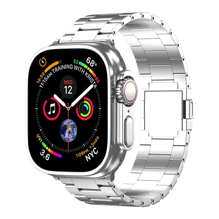 For Apple Watch 46mm / 49mm / 45mm / 44mm Tri-beads Magnetic Titanium Alloy Watch Band(Silver) - free shipping - PMC TechLife - Order now!