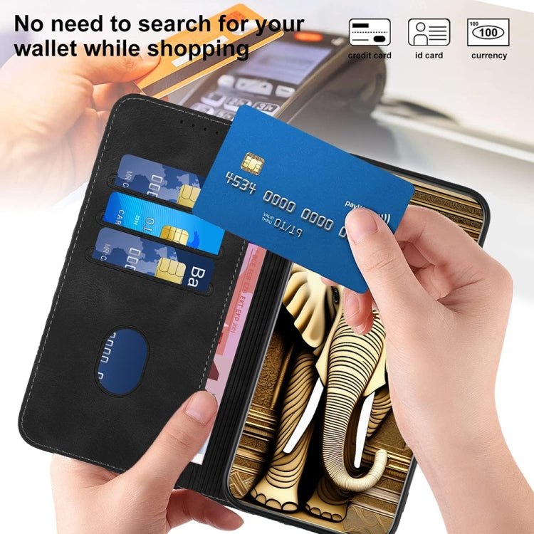 For Samsung Galaxy S25 Ultra 5G YX0060 Elephant Head Embossed Phone Leather Case with Lanyard(Black) - Galaxy S25 Ultra 5G Cases by PMC Jewellery | Online Shopping South Africa | PMC Jewellery | Buy Now Pay Later Mobicred