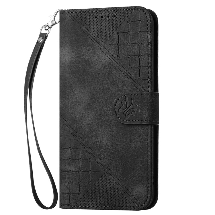 For Samsung Galaxy S25 5G Grid Butterfly Embossed Pattern Leather Phone Case with Lanyard(Black) - free shipping - PMC TechLife - Order now!