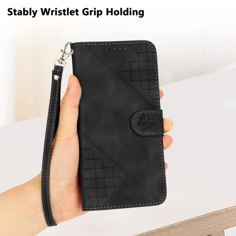 For Samsung Galaxy S25 5G Grid Butterfly Embossed Pattern Leather Phone Case with Lanyard(Black) - free shipping - PMC TechLife - Order now!