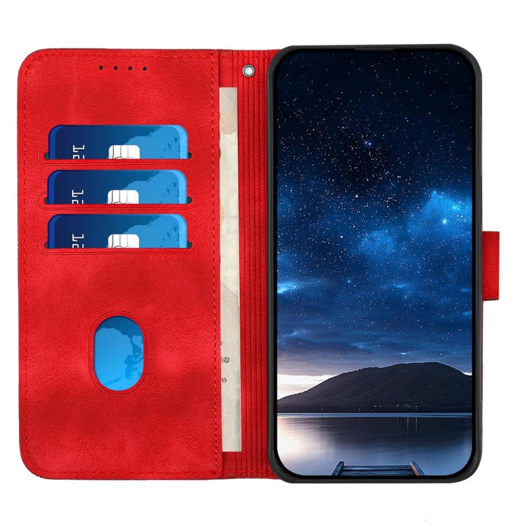 For Samsung Galaxy S25 Ultra 5G YX0080 Grid Butterfly Embossed Pattern Flip Leather Phone Case with Lanyard(Red) - Galaxy S25 Ultra 5G Cases by PMC TechLife | Online Shopping South Africa | PMC TechLife | Buy Now Pay Later Mobicred