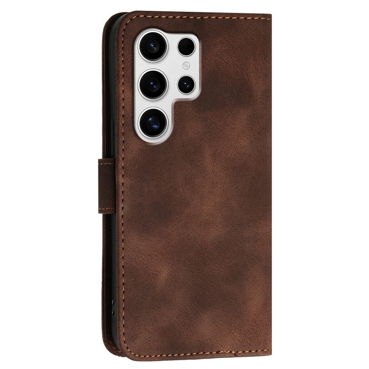 For Samsung Galaxy S25 Ultra 5G YX0080 Grid Butterfly Embossed Pattern Flip Leather Phone Case with Lanyard(Coffee) - Galaxy S25 Ultra 5G Cases by PMC TechLife | Online Shopping South Africa | PMC TechLife | Buy Now Pay Later Mobicred