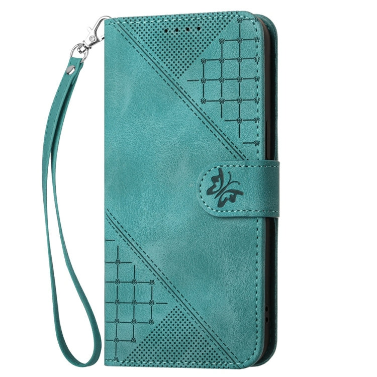 For Samsung Galaxy S25 Ultra 5G YX0080 Grid Butterfly Embossed Pattern Flip Leather Phone Case with Lanyard(Light Blue) - Galaxy S25 Ultra 5G Cases by PMC TechLife | Online Shopping South Africa | PMC TechLife | Buy Now Pay Later Mobicred