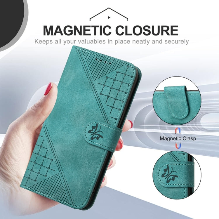 For Samsung Galaxy S25 Ultra 5G YX0080 Grid Butterfly Embossed Pattern Flip Leather Phone Case with Lanyard(Light Blue) - Galaxy S25 Ultra 5G Cases by PMC TechLife | Online Shopping South Africa | PMC TechLife | Buy Now Pay Later Mobicred