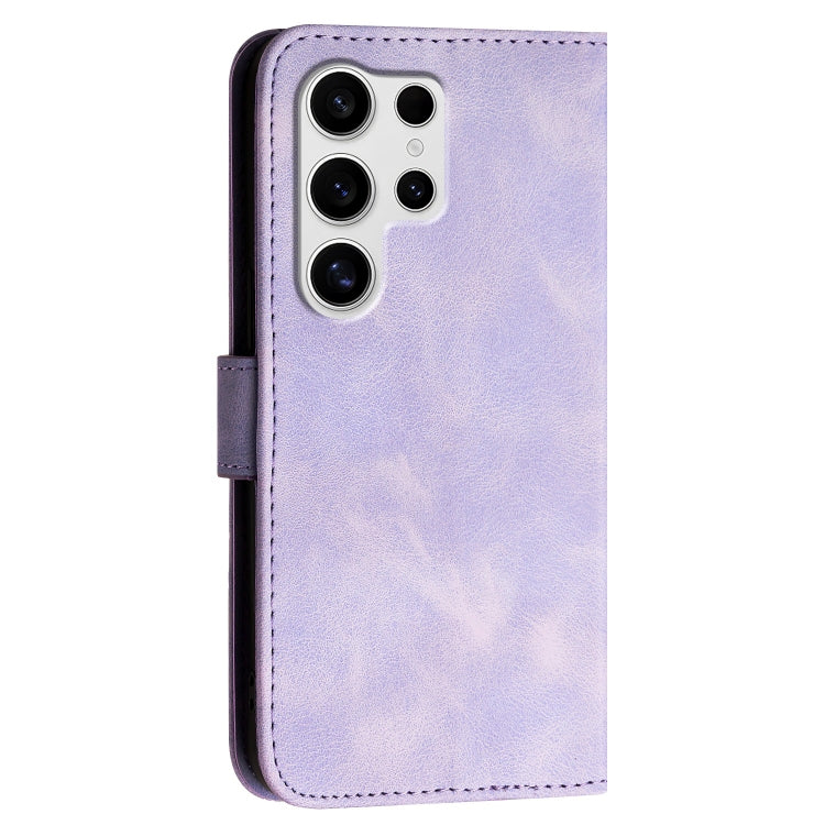For Samsung Galaxy S25 Ultra 5G Grid Butterfly Embossed Pattern Leather Phone Case with Lanyard(Light Purple) - free shipping - PMC TechLife - Order now!