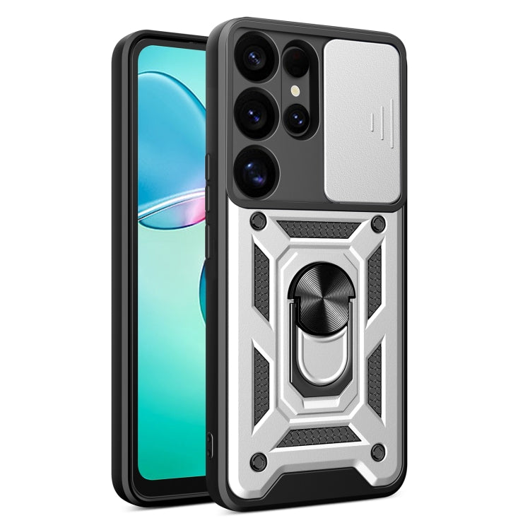 For Samsung Galaxy S25 Ultra 5G Sliding Camera Cover Design TPU+PC Phone Case(Silver) - free shipping - PMC Jewellery - Order now!
