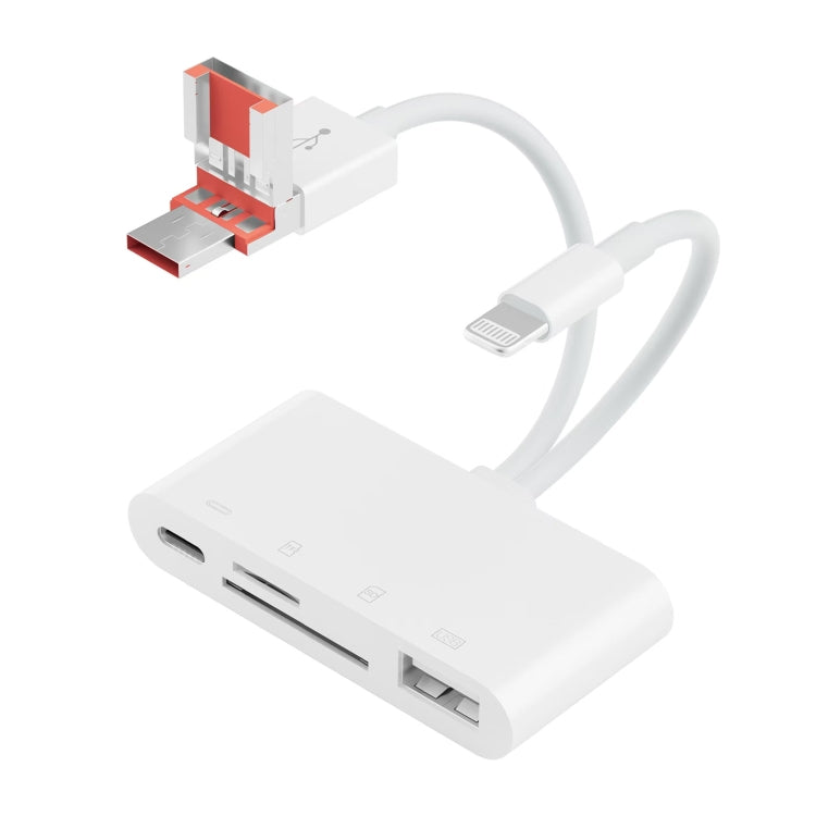 NK-108TL Pro USB-C / Type-C, 8 Pin, USB to USB-C / Type-C, USB, TF, SD Card Multi-function Card Reader Adapter(White) - U Disk & Card Reader by PMC Jewellery | Online Shopping South Africa | PMC Jewellery | Buy Now Pay Later Mobicred