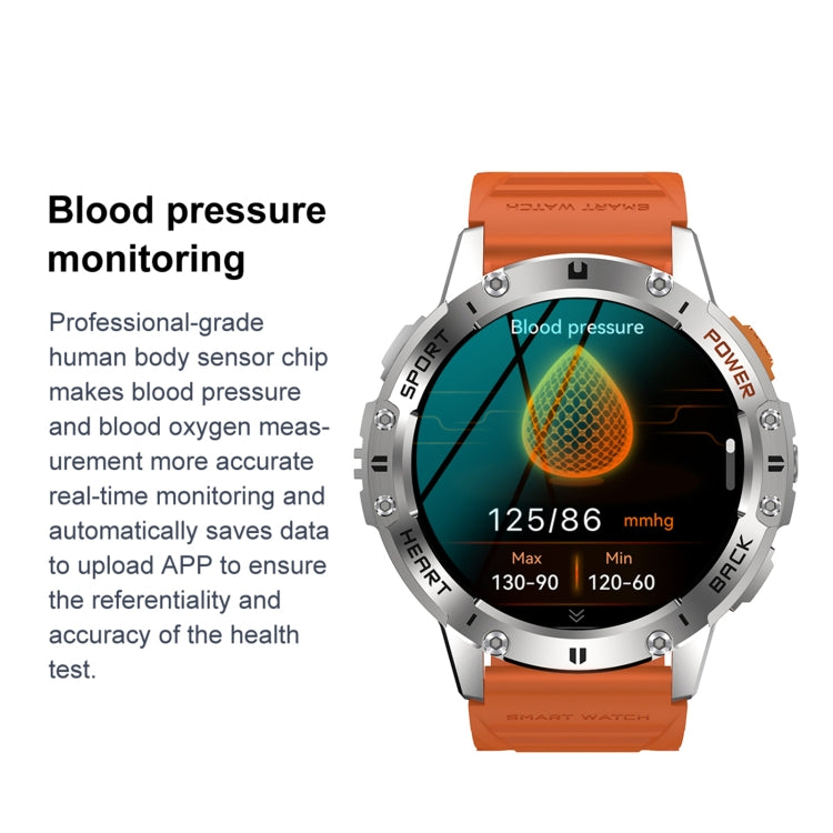 K65 1.43 inch Bluetooth Call Smart Watch, Support Heart Rate / Blood Oxygen(Orange) - Smart Watches by PMC TechLife | Online Shopping South Africa | PMC TechLife | Buy Now Pay Later Mobicred