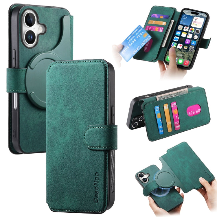 For iPhone 16 Plus CaseNeo MagSafe RFID Anti-theft Retro Leather Phone Case(Green) - iPhone 16 Plus Cases by CaseNeo | Online Shopping South Africa | PMC Jewellery | Buy Now Pay Later Mobicred