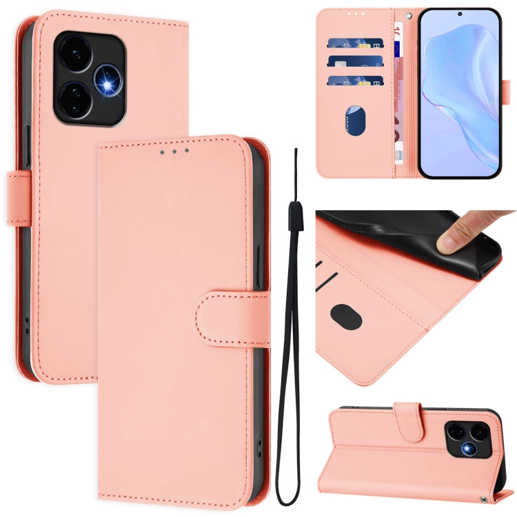 For Boost MobIle Celero 5G+ 2024 / 3+ 5G Skin Feel Solid Color Leather Phone Case with Lanyard(Pink) - More Brand by PMC Jewellery | Online Shopping South Africa | PMC Jewellery | Buy Now Pay Later Mobicred