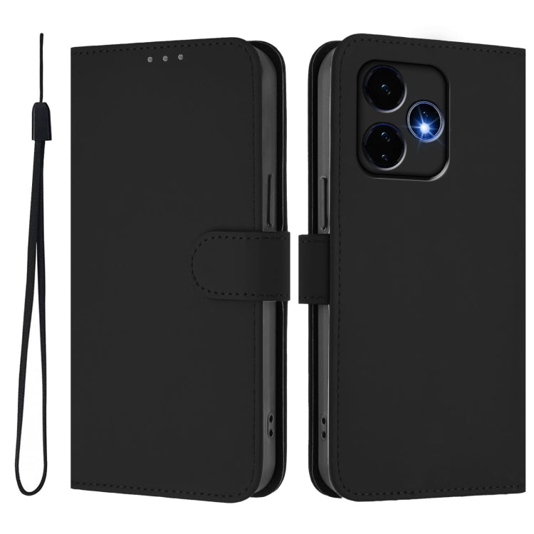 For Boost MobIle Celero 5G+ 2024 / 3+ 5G Skin Feel Solid Color Leather Phone Case with Lanyard(Black) - More Brand by PMC Jewellery | Online Shopping South Africa | PMC Jewellery | Buy Now Pay Later Mobicred