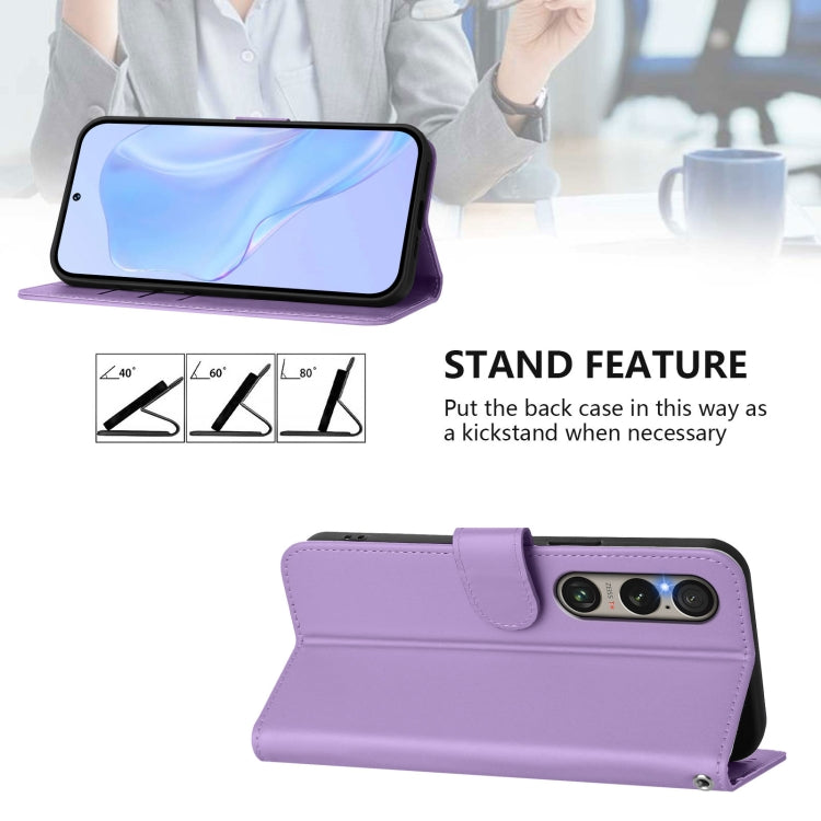 For Sony Xperia 1 VI 2024 Skin Feel Solid Color Leather Phone Case with Lanyard(Lavender Purple) - Sony Cases by PMC Jewellery | Online Shopping South Africa | PMC Jewellery | Buy Now Pay Later Mobicred