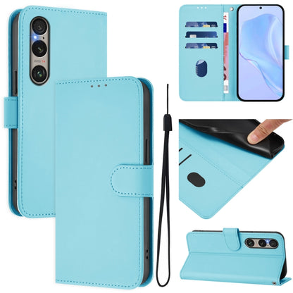 For Sony Xperia 1 VI 2024 Skin Feel Solid Color Leather Phone Case with Lanyard(Sky Blue) - Sony Cases by PMC Jewellery | Online Shopping South Africa | PMC Jewellery | Buy Now Pay Later Mobicred