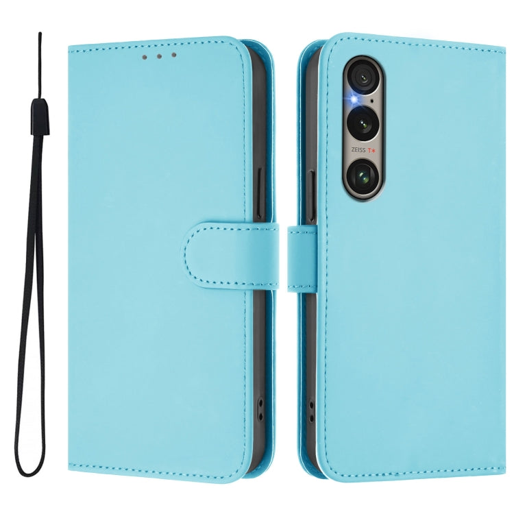 For Sony Xperia 1 VI 2024 Skin Feel Solid Color Leather Phone Case with Lanyard(Sky Blue) - Sony Cases by PMC Jewellery | Online Shopping South Africa | PMC Jewellery | Buy Now Pay Later Mobicred