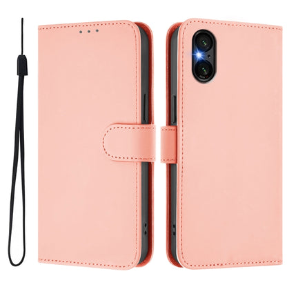 For Sony Xperia 5 VI 2024 Skin Feel Solid Color Leather Phone Case with Lanyard(Pink) - Sony Cases by PMC Jewellery | Online Shopping South Africa | PMC Jewellery | Buy Now Pay Later Mobicred