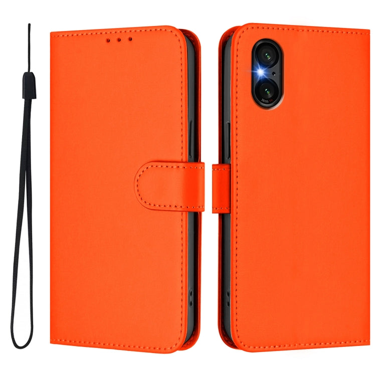 For Sony Xperia 5 VI 2024 Skin Feel Solid Color Leather Phone Case with Lanyard(Orange) - Sony Cases by PMC Jewellery | Online Shopping South Africa | PMC Jewellery | Buy Now Pay Later Mobicred