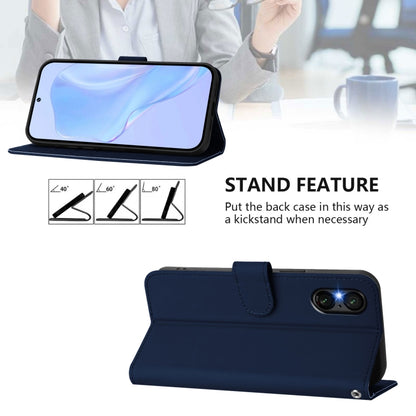 For Sony Xperia 5 VI 2024 Skin Feel Solid Color Leather Phone Case with Lanyard(Navy Blue) - Sony Cases by PMC Jewellery | Online Shopping South Africa | PMC Jewellery | Buy Now Pay Later Mobicred