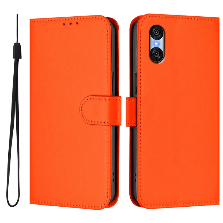 For Sony Xperia 10 VI 2024 Skin Feel Solid Color Leather Phone Case with Lanyard(Orange) - Sony Cases by PMC Jewellery | Online Shopping South Africa | PMC Jewellery | Buy Now Pay Later Mobicred