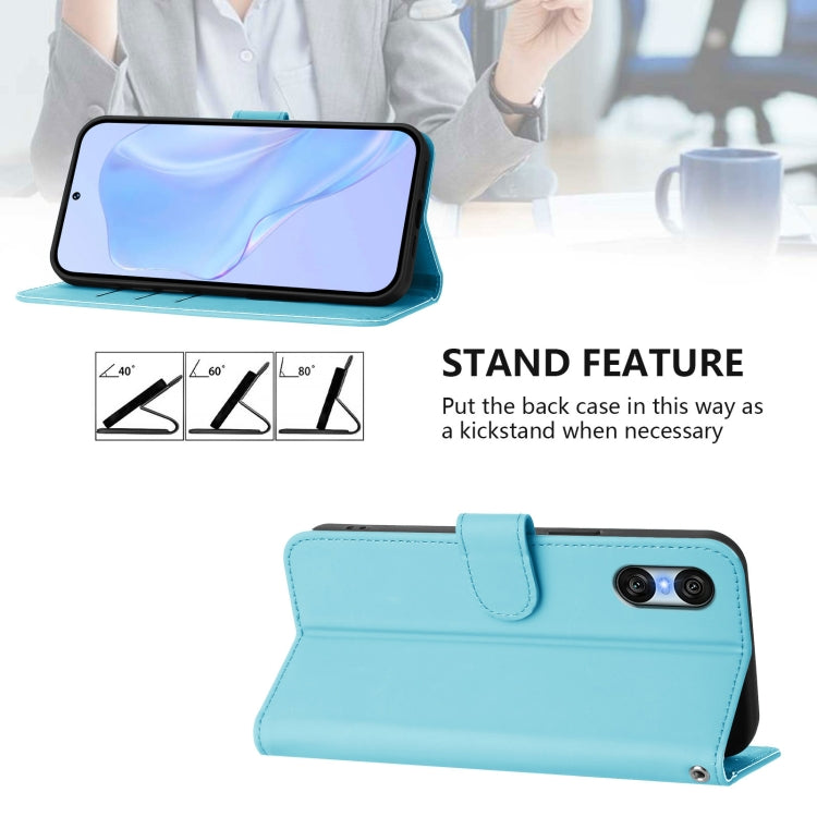 For Sony Xperia 10 VI 2024 Skin Feel Solid Color Leather Phone Case with Lanyard(Sky Blue) - Sony Cases by PMC Jewellery | Online Shopping South Africa | PMC Jewellery | Buy Now Pay Later Mobicred