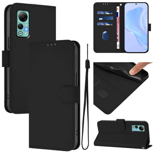 For Ulefone Note 14 Skin Feel Solid Color Leather Phone Case with Lanyard(Black) - Ulefone Cases by PMC Jewellery | Online Shopping South Africa | PMC Jewellery | Buy Now Pay Later Mobicred