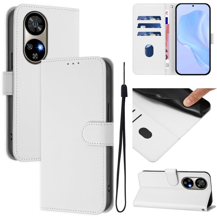 For Ulefone Note 17 Pro Skin Feel Solid Color Leather Phone Case with Lanyard(White) - Ulefone Cases by PMC Jewellery | Online Shopping South Africa | PMC Jewellery | Buy Now Pay Later Mobicred