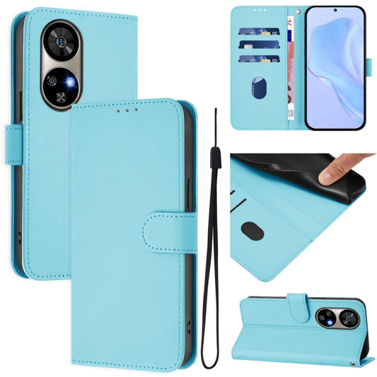 For Ulefone Note 17 Pro Skin Feel Solid Color Leather Phone Case with Lanyard(Sky Blue) - Ulefone Cases by PMC Jewellery | Online Shopping South Africa | PMC Jewellery | Buy Now Pay Later Mobicred