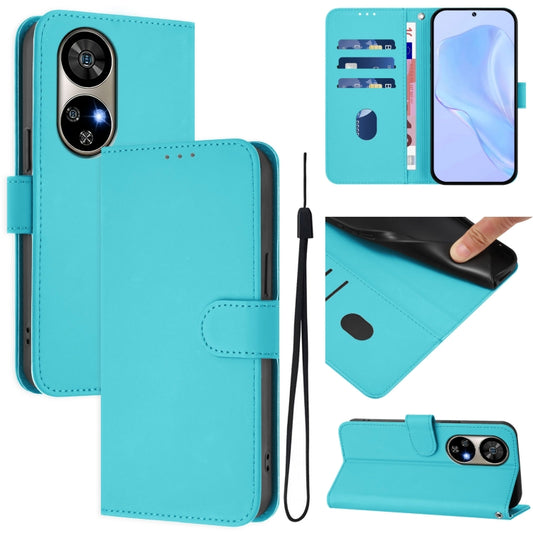 For Ulefone Note 17 Pro Skin Feel Solid Color Leather Phone Case with Lanyard(Lake Blue) - Ulefone Cases by PMC Jewellery | Online Shopping South Africa | PMC Jewellery | Buy Now Pay Later Mobicred