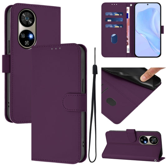 For Ulefone Note 17 Pro Skin Feel Solid Color Leather Phone Case with Lanyard(Violet) - Ulefone Cases by PMC Jewellery | Online Shopping South Africa | PMC Jewellery | Buy Now Pay Later Mobicred