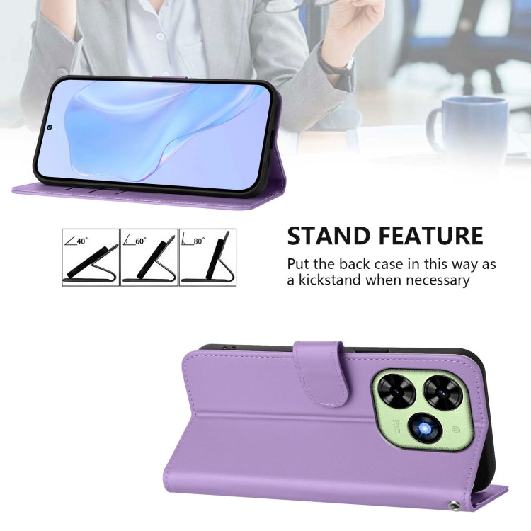 For Tecno Spark Go 2024 4G Skin Feel Solid Color Leather Phone Case with Lanyard(Lavender Purple) - Tecno Cases by PMC Jewellery | Online Shopping South Africa | PMC Jewellery | Buy Now Pay Later Mobicred