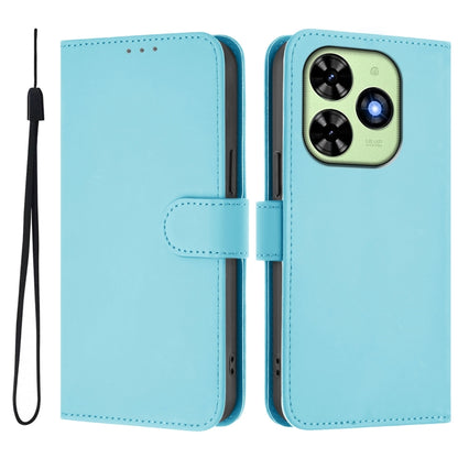 For Tecno Spark Go 2024 4G Skin Feel Solid Color Leather Phone Case with Lanyard(Sky Blue) - Tecno Cases by PMC Jewellery | Online Shopping South Africa | PMC Jewellery | Buy Now Pay Later Mobicred