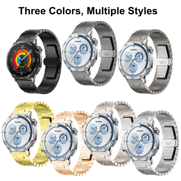 For Huawei GT4 46mm / GT5 46mm / GT5 Pro 22mm H-shaped Butterfly Buckle Stainless Steel Watch Band(Black) - 22mm Bands by PMc TechLife | Online Shopping South Africa | PMc TechLife | Buy Now Pay Later Mobicred