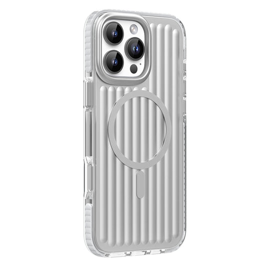 For iPhone 16 Pro Max Mutural Corrugated Texture Magsafe Magnetic Shockproof Phone Case(Silver) - iPhone 16 Pro Max Cases by Mutural | Online Shopping South Africa | PMC Jewellery | Buy Now Pay Later Mobicred