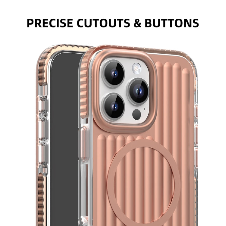 For iPhone 16 Mutural Corrugated Texture Magsafe Magnetic Shockproof Phone Case(Silver) - free shipping - PMC Jewellery - Order now!