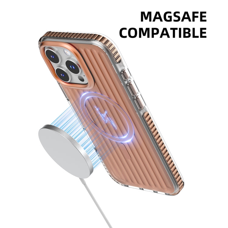 For iPhone 16 Pro Mutural Corrugated Texture Magsafe Magnetic Shockproof Phone Case(Antique Brass) - free shipping - PMC Jewellery - Order now!
