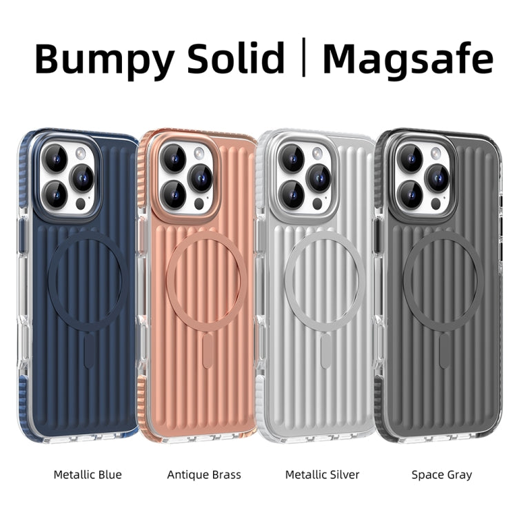 For iPhone 16 Pro Max Mutural Corrugated Texture Magsafe Magnetic Shockproof Phone Case(Blue) - free shipping - PMC Jewellery - Order now!