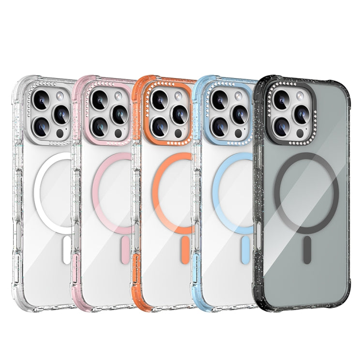For iPhone 16 Pro Mutural Blink Series Glitter Edge MagSafe Magnetic Phone Case(Orange) - free shipping - PMC Jewellery - Order now!