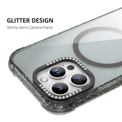 For iPhone 16 Pro Mutural Blink Series Glitter Edge MagSafe Magnetic Phone Case(Black) - iPhone 16 Pro Cases by Mutural | Online Shopping South Africa | PMC Jewellery | Buy Now Pay Later Mobicred